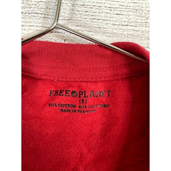 Free Planet - Toddler's Red Reindeer Long Sleeve Sweatshirt - Size 6 - Picture 3 of 4